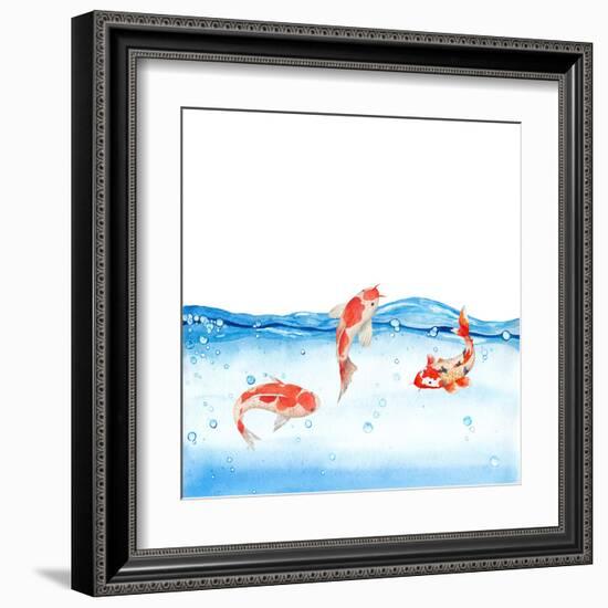 Happy Koi Fishes - Square-Grab My Art-Framed Art Print