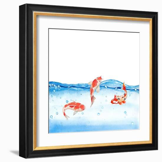 Happy Koi Fishes - Square-Grab My Art-Framed Art Print