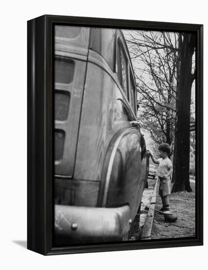 Happy Little Boy Assisting with Washing the Car-Gordon Parks-Framed Premier Image Canvas