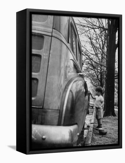 Happy Little Boy Assisting with Washing the Car-Gordon Parks-Framed Premier Image Canvas