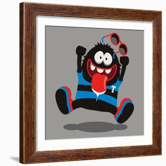 Happy Monster Vector Design-braingraph-Framed Art Print