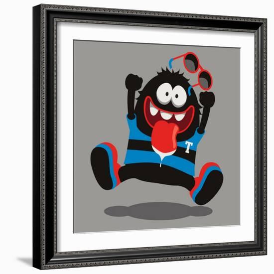 Happy Monster Vector Design-braingraph-Framed Art Print