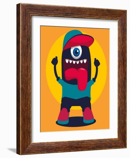 Happy Monster-braingraph-Framed Art Print