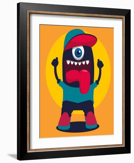 Happy Monster-braingraph-Framed Art Print