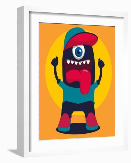 Happy Monster-braingraph-Framed Art Print