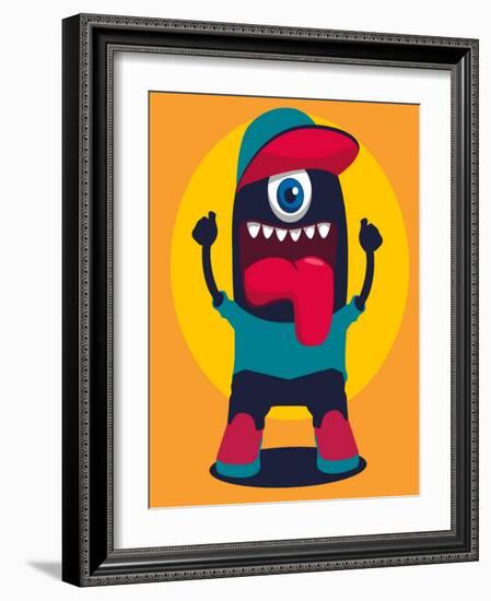 Happy Monster-braingraph-Framed Art Print