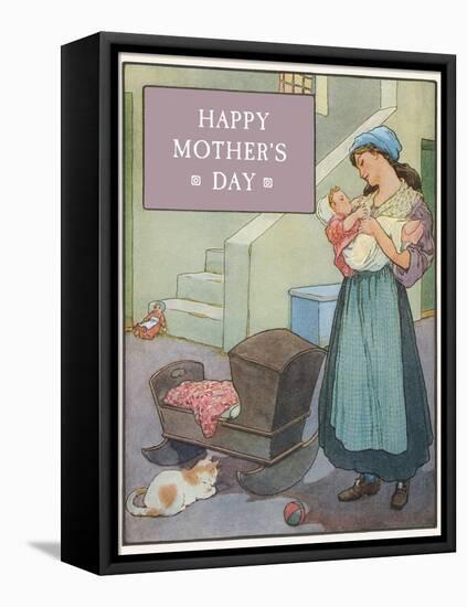 Happy Mother's Day, Mother Cradling Baby-null-Framed Stretched Canvas