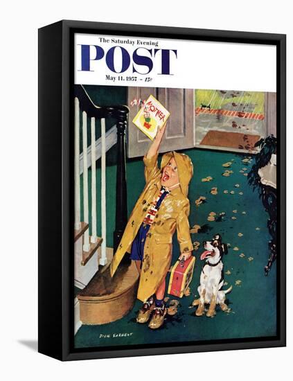 "Happy Mother's Day" Saturday Evening Post Cover, May 11, 1957-Richard Sargent-Framed Premier Image Canvas