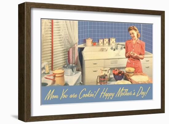 Happy Mothers Day, Mom in Kitchen-null-Framed Art Print