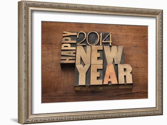 Happy New Year 2014 Greetings-PixelsAway-Framed Art Print