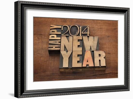 Happy New Year 2014 Greetings-PixelsAway-Framed Art Print