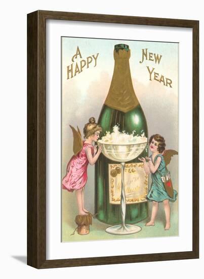 Happy New Year, Cherubs with Champagne-null-Framed Art Print