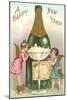 Happy New Year, Cherubs with Champagne-null-Mounted Art Print