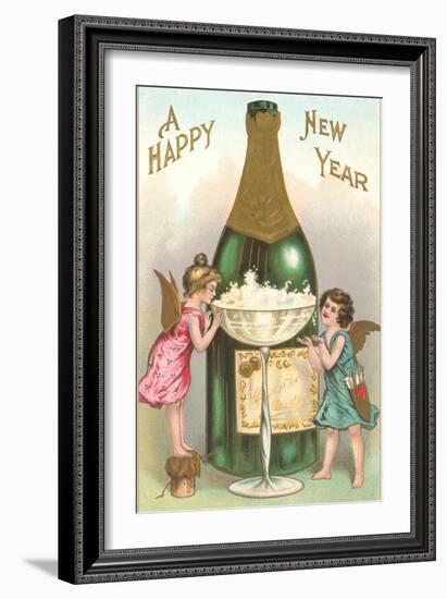 Happy New Year, Cherubs with Champagne-null-Framed Art Print