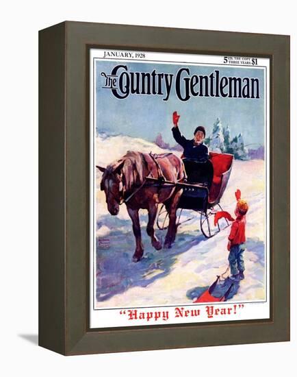 "'Happy New Year'," Country Gentleman Cover, January 1, 1928-William Meade Prince-Framed Premier Image Canvas