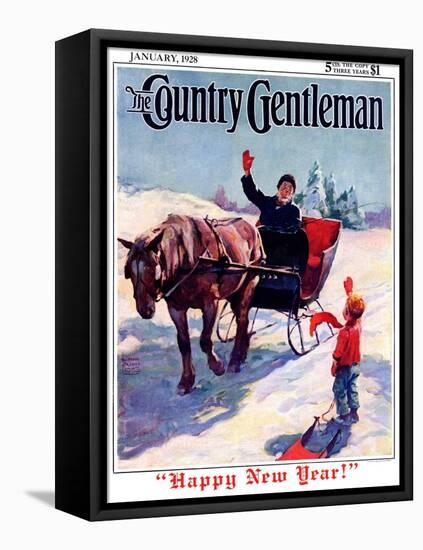 "'Happy New Year'," Country Gentleman Cover, January 1, 1928-William Meade Prince-Framed Premier Image Canvas