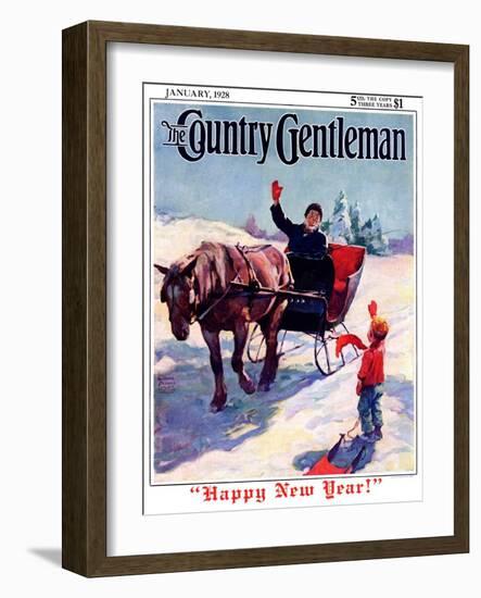 "'Happy New Year'," Country Gentleman Cover, January 1, 1928-William Meade Prince-Framed Giclee Print