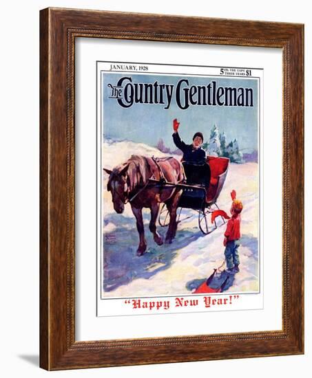 "'Happy New Year'," Country Gentleman Cover, January 1, 1928-William Meade Prince-Framed Giclee Print