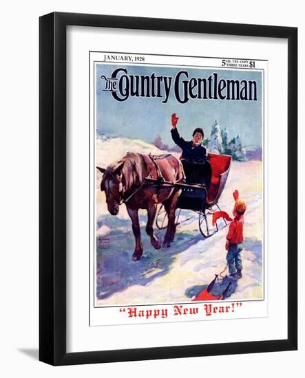 "'Happy New Year'," Country Gentleman Cover, January 1, 1928-William Meade Prince-Framed Giclee Print