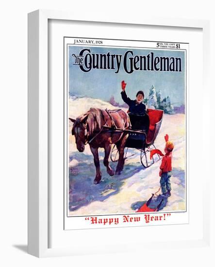 "'Happy New Year'," Country Gentleman Cover, January 1, 1928-William Meade Prince-Framed Giclee Print