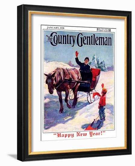 "'Happy New Year'," Country Gentleman Cover, January 1, 1928-William Meade Prince-Framed Giclee Print