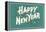 Happy New Year, Holly on Blue-Gray Background-null-Framed Stretched Canvas