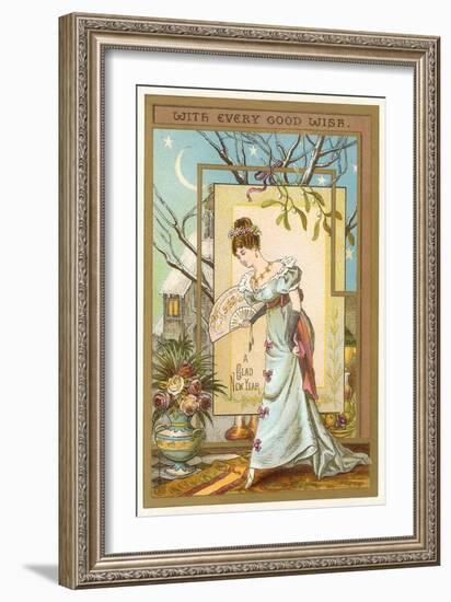 Happy New Year, Lady with Fan-null-Framed Art Print