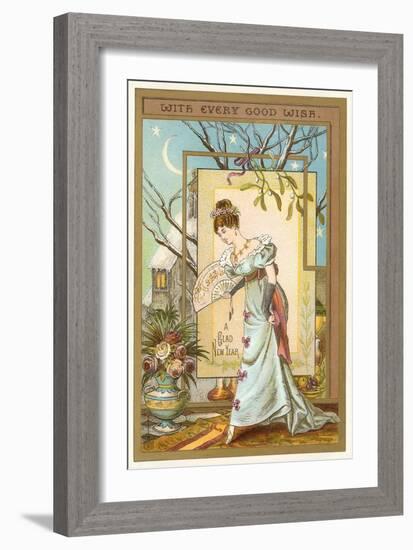 Happy New Year, Lady with Fan-null-Framed Art Print