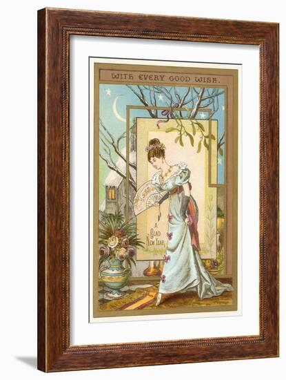 Happy New Year, Lady with Fan-null-Framed Art Print