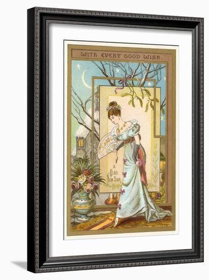 Happy New Year, Lady with Fan-null-Framed Art Print