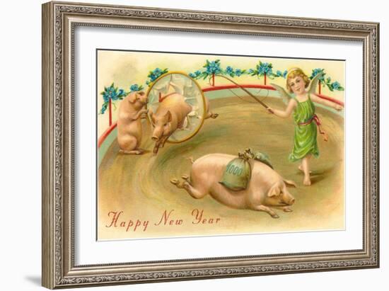 Happy New Year, Performing Pigs-null-Framed Art Print