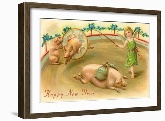 Happy New Year, Performing Pigs-null-Framed Art Print