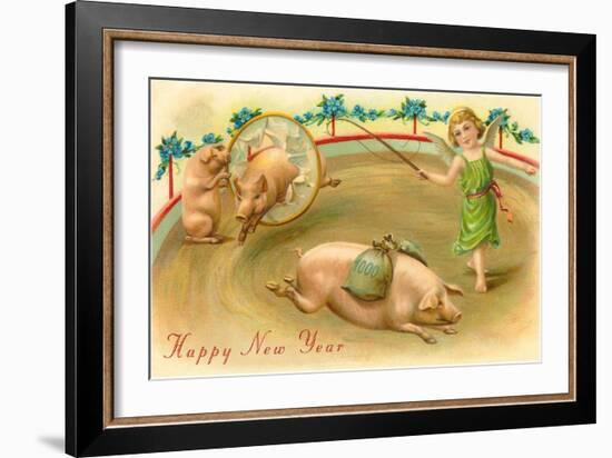 Happy New Year, Performing Pigs-null-Framed Art Print