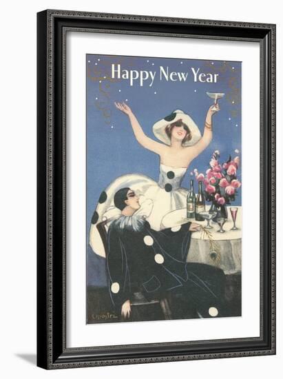 Happy New Year, Pierrot Celebrating-null-Framed Art Print