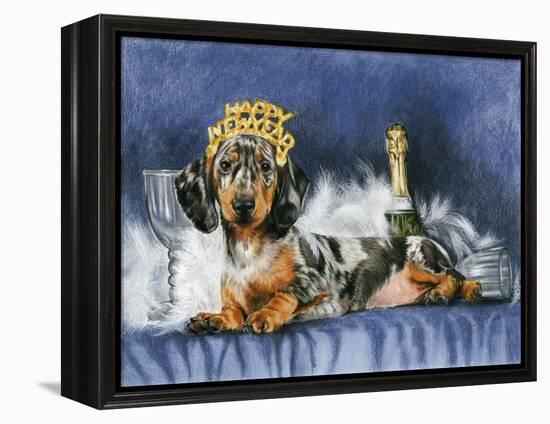 Happy New Year with Party Hat-Barbara Keith-Framed Premier Image Canvas