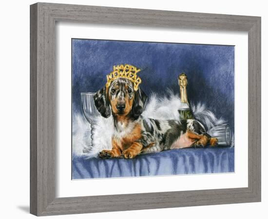 Happy New Year with Party Hat-Barbara Keith-Framed Giclee Print