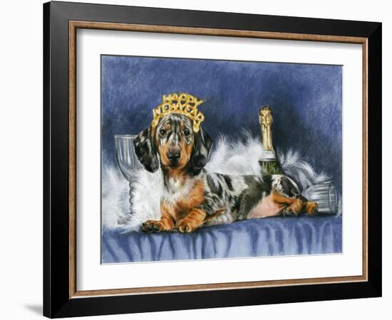 Happy New Year with Party Hat-Barbara Keith-Framed Giclee Print