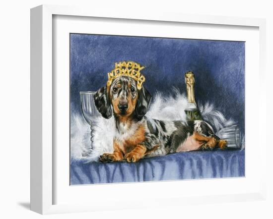 Happy New Year with Party Hat-Barbara Keith-Framed Giclee Print