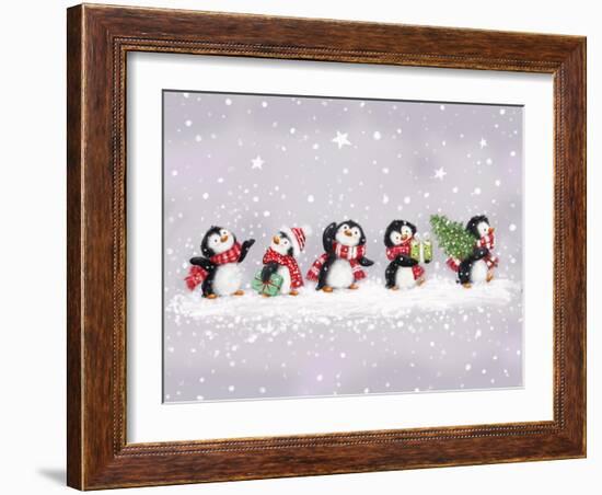 Happy Penguins-MAKIKO-Framed Giclee Print