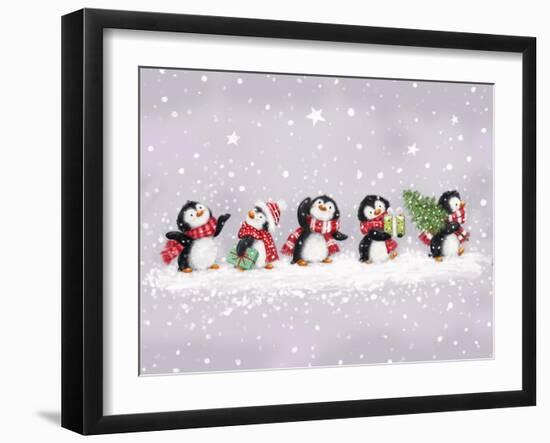 Happy Penguins-MAKIKO-Framed Giclee Print