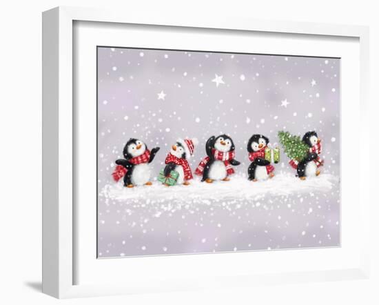Happy Penguins-MAKIKO-Framed Giclee Print