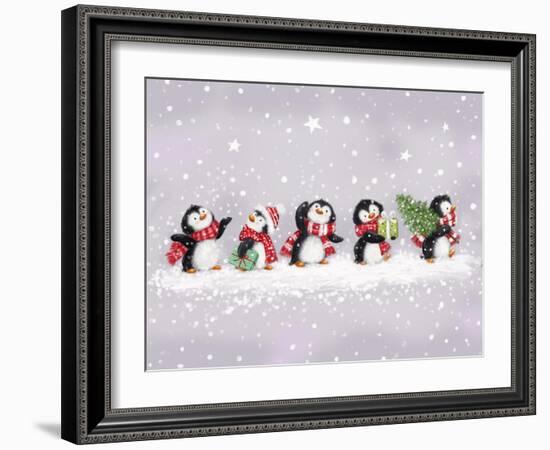 Happy Penguins-MAKIKO-Framed Giclee Print