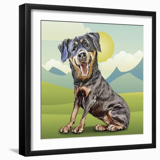 Happy Rottie-Kim Curinga-Framed Art Print