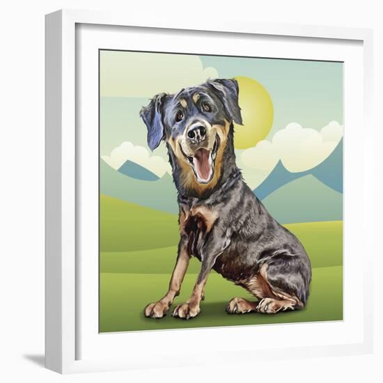 Happy Rottie-Kim Curinga-Framed Art Print