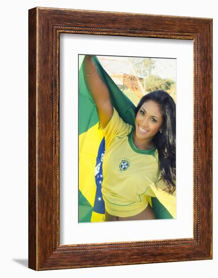 Happy Smiling Brazil Soccer Football Fan.... (Brazil World Cup Finals 2014)-BCFC-Framed Photographic Print