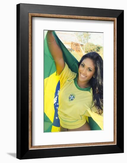 Happy Smiling Brazil Soccer Football Fan.... (Brazil World Cup Finals 2014)-BCFC-Framed Photographic Print