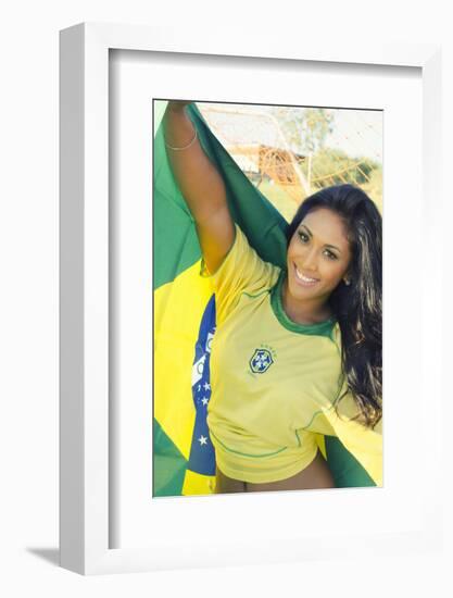 Happy Smiling Brazil Soccer Football Fan.... (Brazil World Cup Finals 2014)-BCFC-Framed Photographic Print