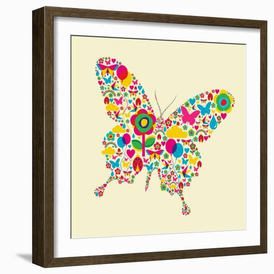 Happy Spring Time Butterfly Composition. File Available-Cienpies Design-Framed Art Print