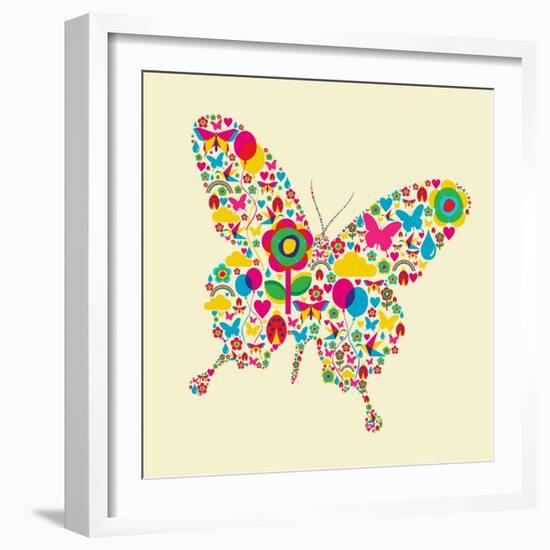 Happy Spring Time Butterfly Composition. File Available-Cienpies Design-Framed Art Print