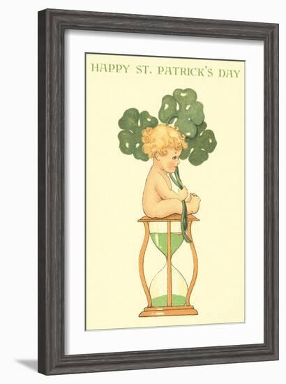 Happy St. Patrick's Day, Baby on Hourglass-null-Framed Art Print